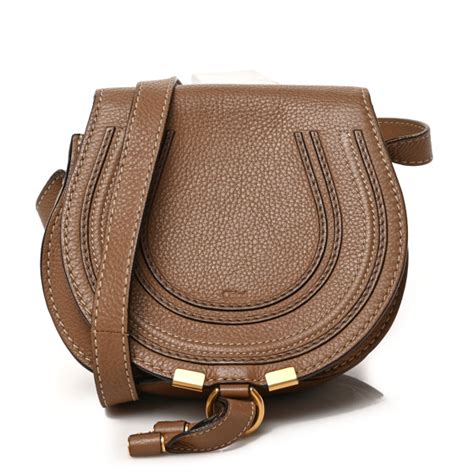 CHLOE Calfskin Mini Marcie Round Crossbody Bag Nut